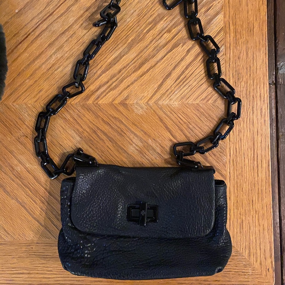 Tory Burch black leather flap bag